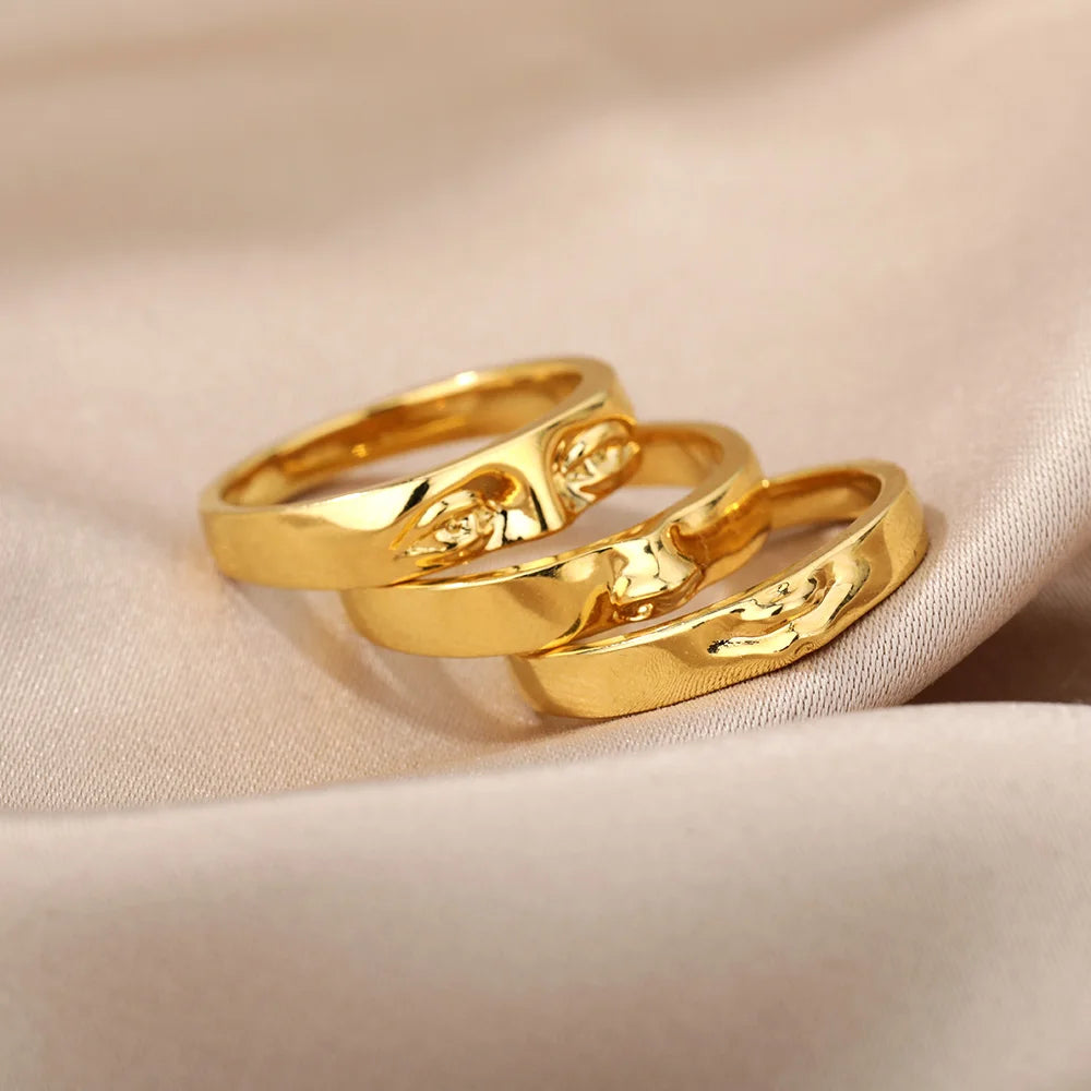 3pcs/set Gothic Portrait Rings For Women Gold Color Stainless Steel Ring