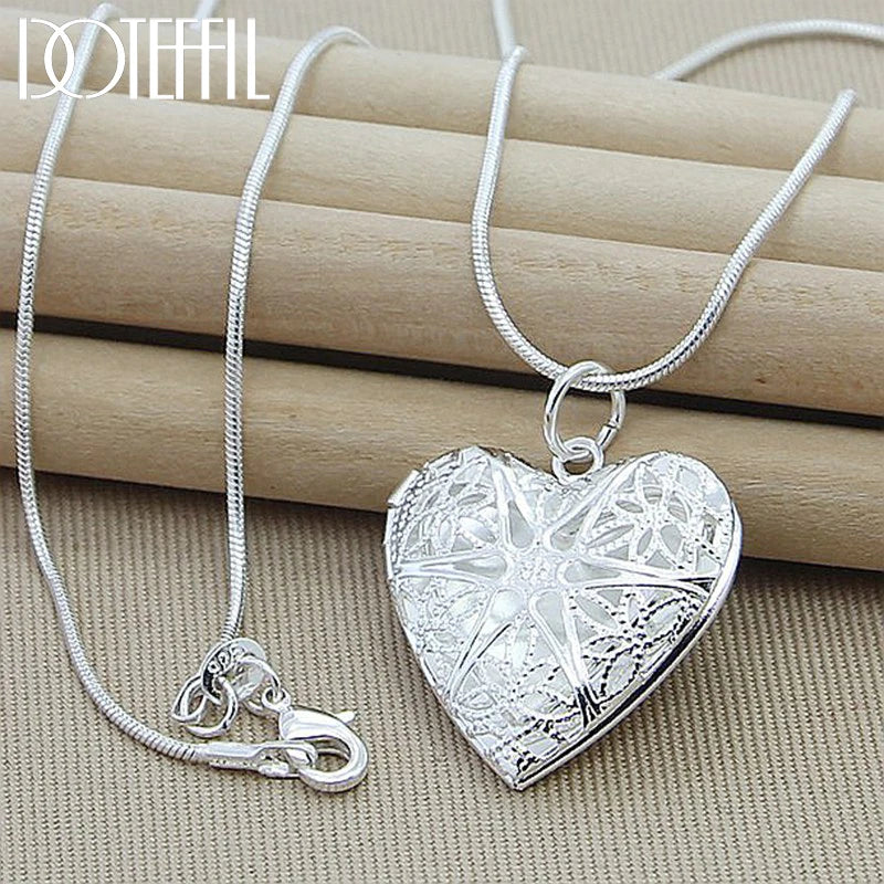 925 Sterling Silver Photo Frame Pendant Necklace 60cm