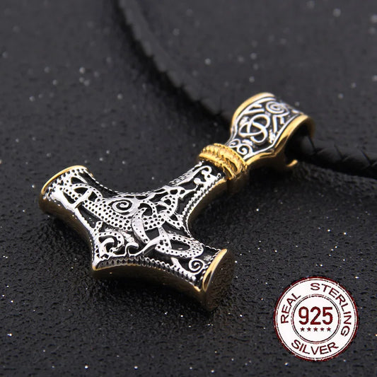 925 Sterling Silver Viking thor's hammer pendant necklace