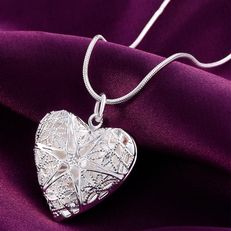 925 Sterling Silver Photo Frame Pendant Necklace 60cm