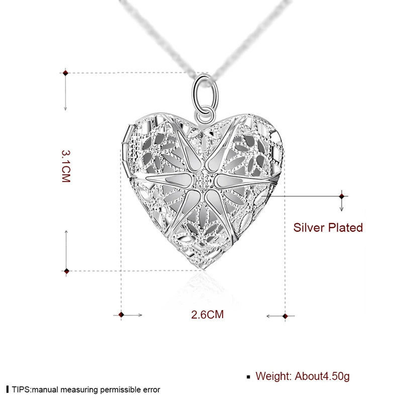 925 Sterling Silver Photo Frame Pendant Necklace 60cm