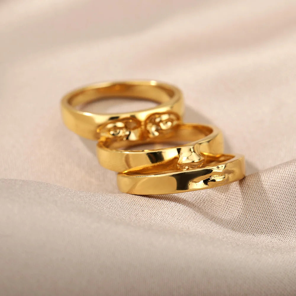 3pcs/set Gothic Portrait Rings For Women Gold Color Stainless Steel Ring