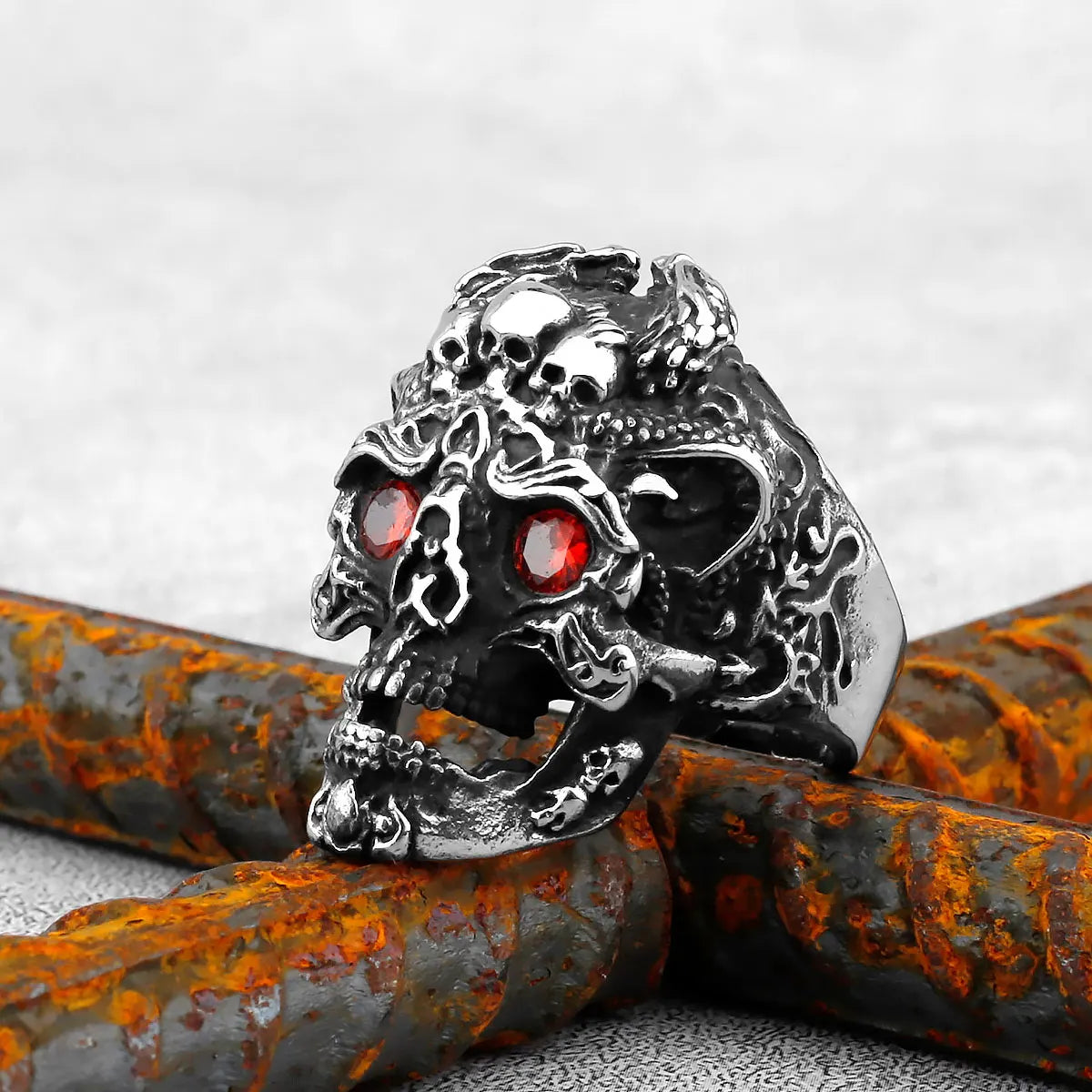 Gothic High Polish Skull Gold/Steel Color Rings for Men Stainless Steel