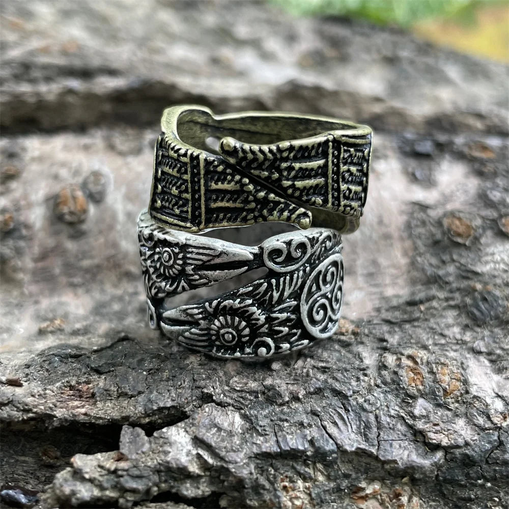 Norse Viking Odin's Raven Ring