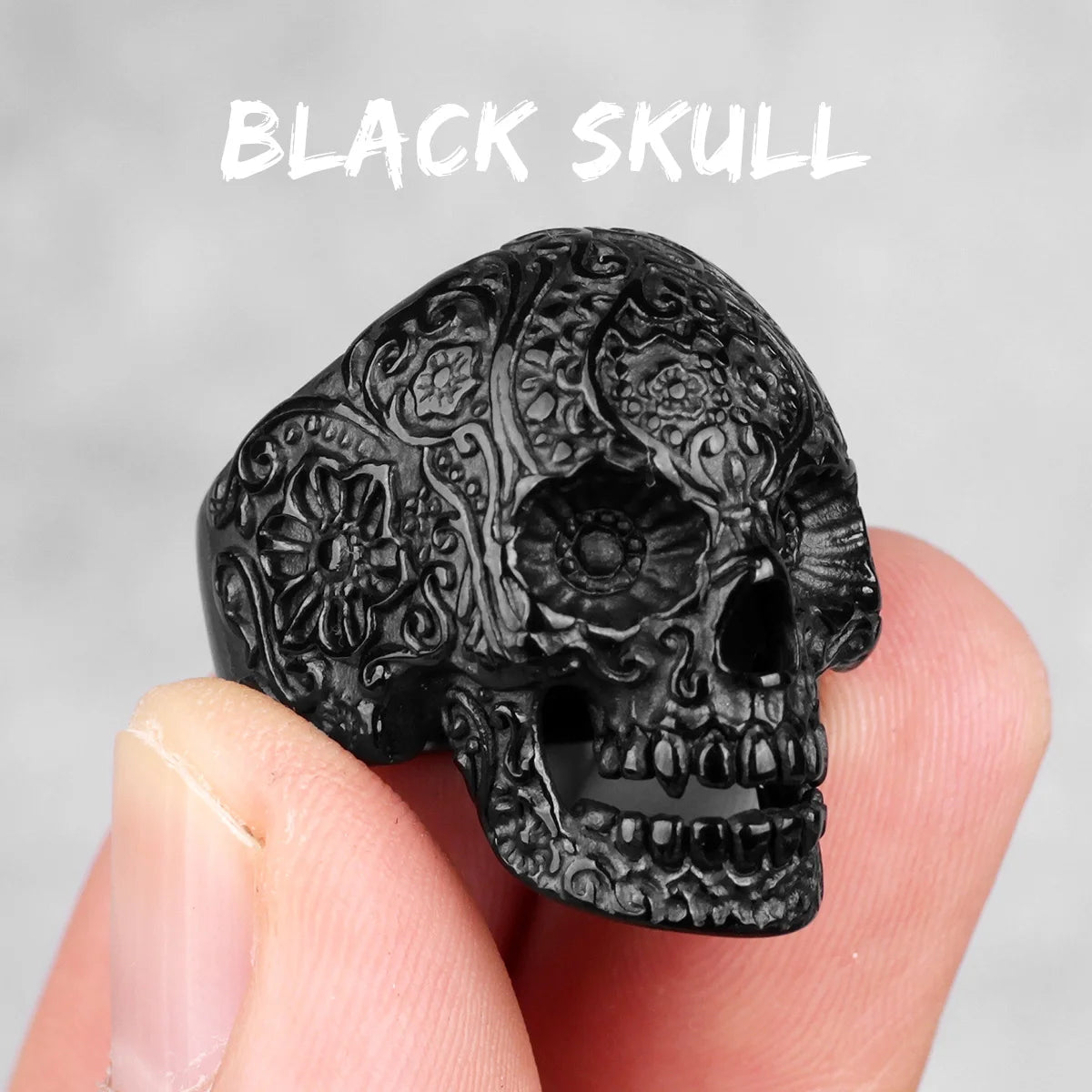 Stainless Steel Gothic Skull Bones Men Rings