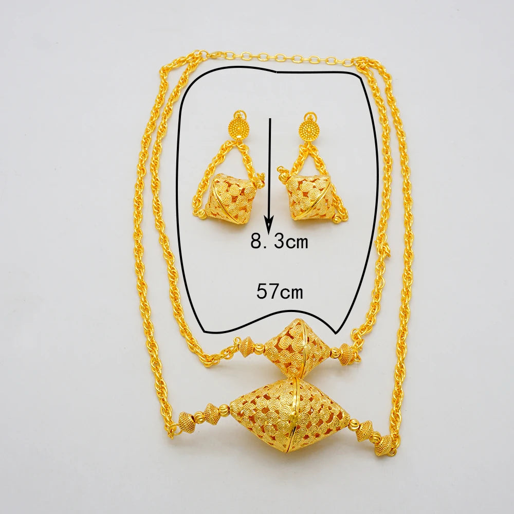 Dubai Jewelry Set Elegant Necklace Earrings Women's