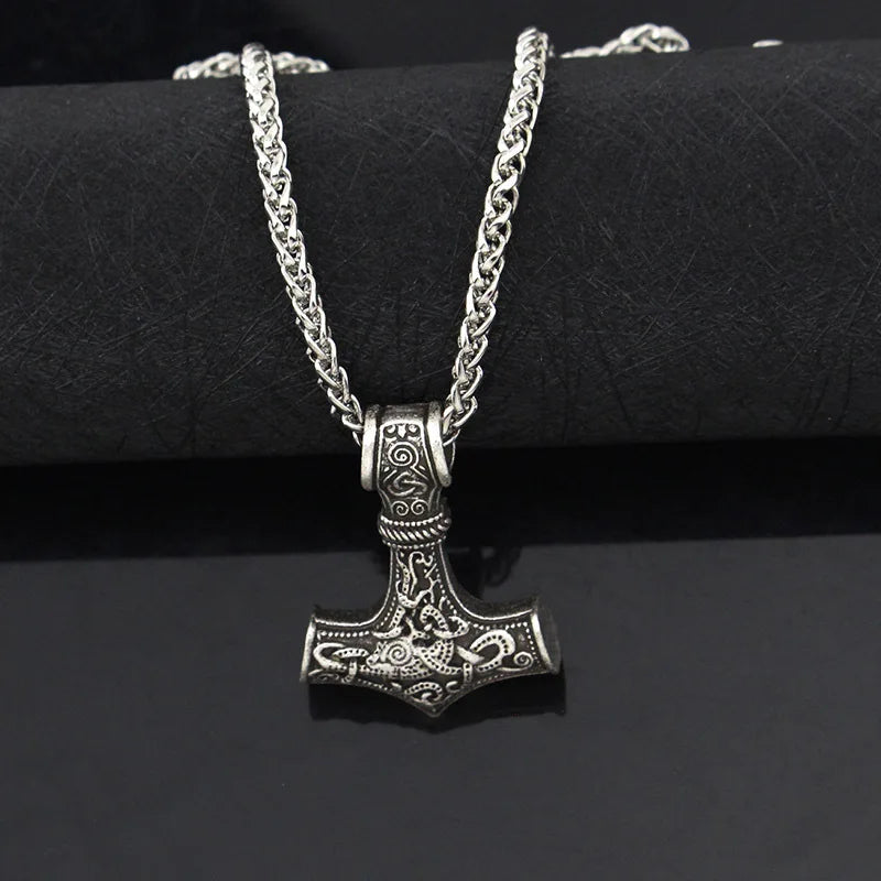 Thor's Hammer Mjolnir Pendant Necklace Stainless Steel Chain