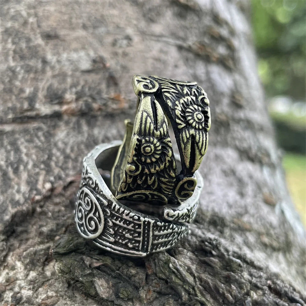 Norse Viking Odin's Raven Ring