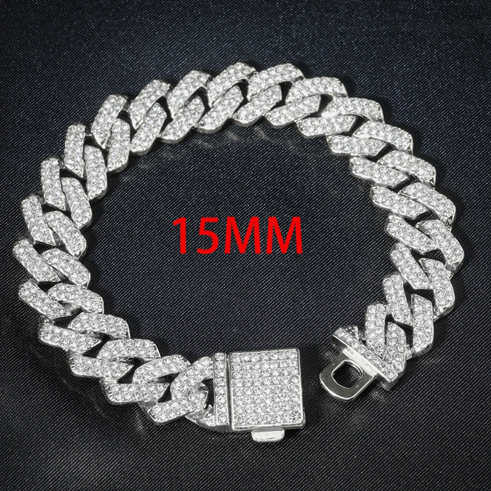 3pcs Cuban Chain+Watch+Bracelet set for men
