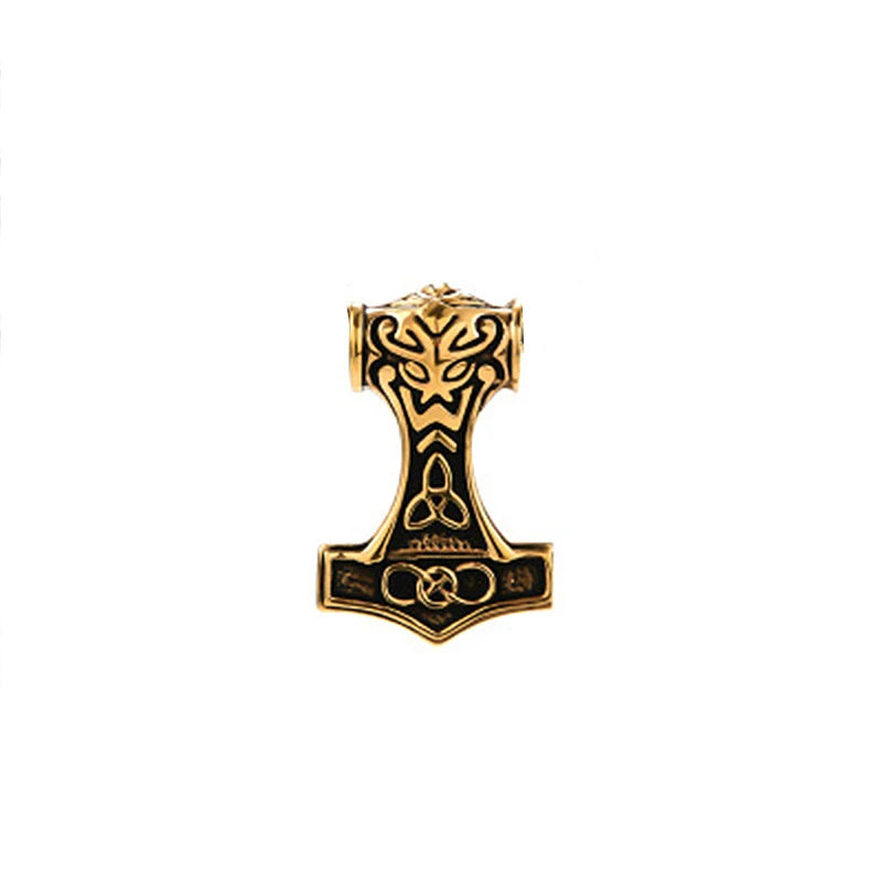 Viking Thor Hammer Pendant Necklace For Men Fashion Gold/Silver Color Stainless Steel