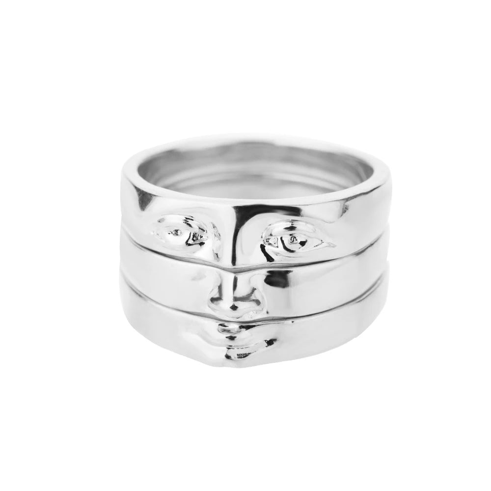 3pcs/set Gothic Portrait Rings For Women Gold Color Stainless Steel Ring