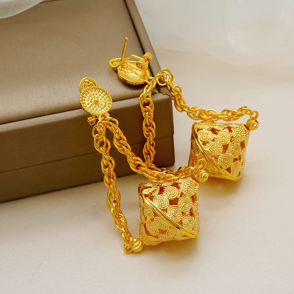 Dubai Jewelry Set Elegant Necklace Earrings Women's