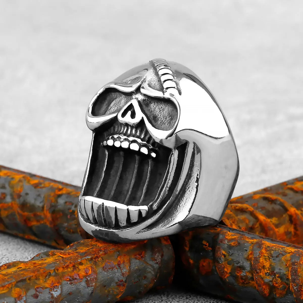 Gothic High Polish Skull Gold/Steel Color Rings for Men Stainless Steel