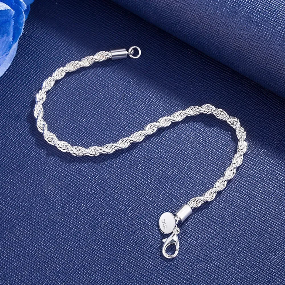 Gorgeous 18k Gold 925 Sterling Silver 4MM 20cm 8in