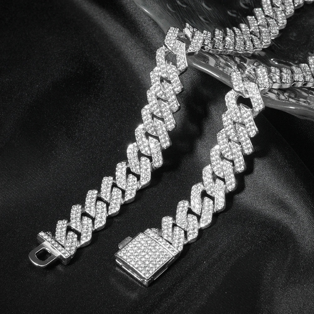 3pcs Cuban Chain+Watch+Bracelet set for men