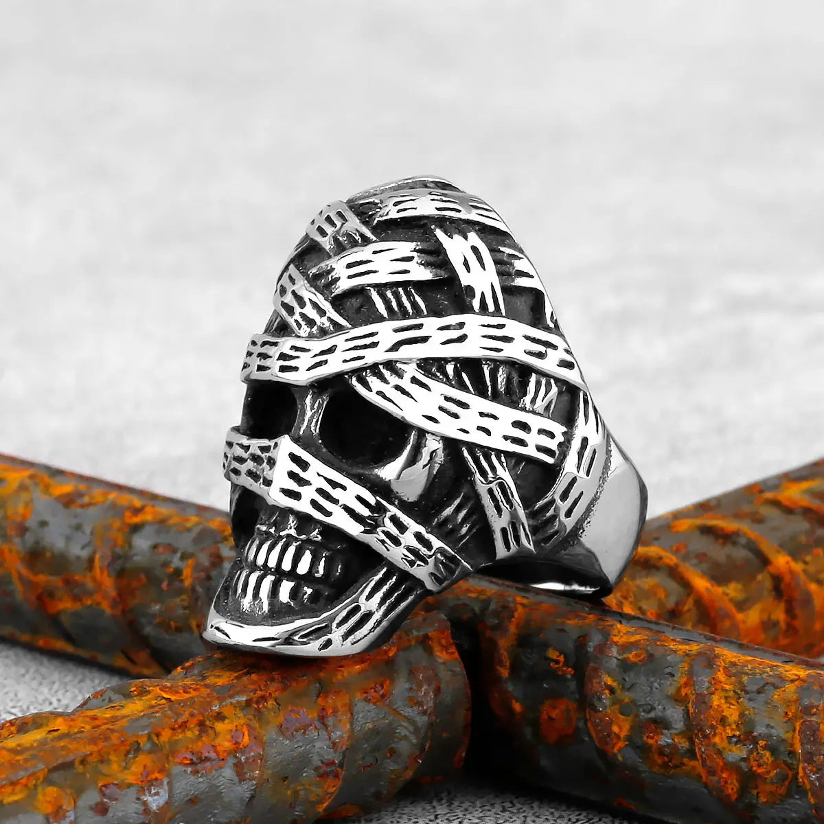 Gothic High Polish Skull Gold/Steel Color Rings for Men Stainless Steel
