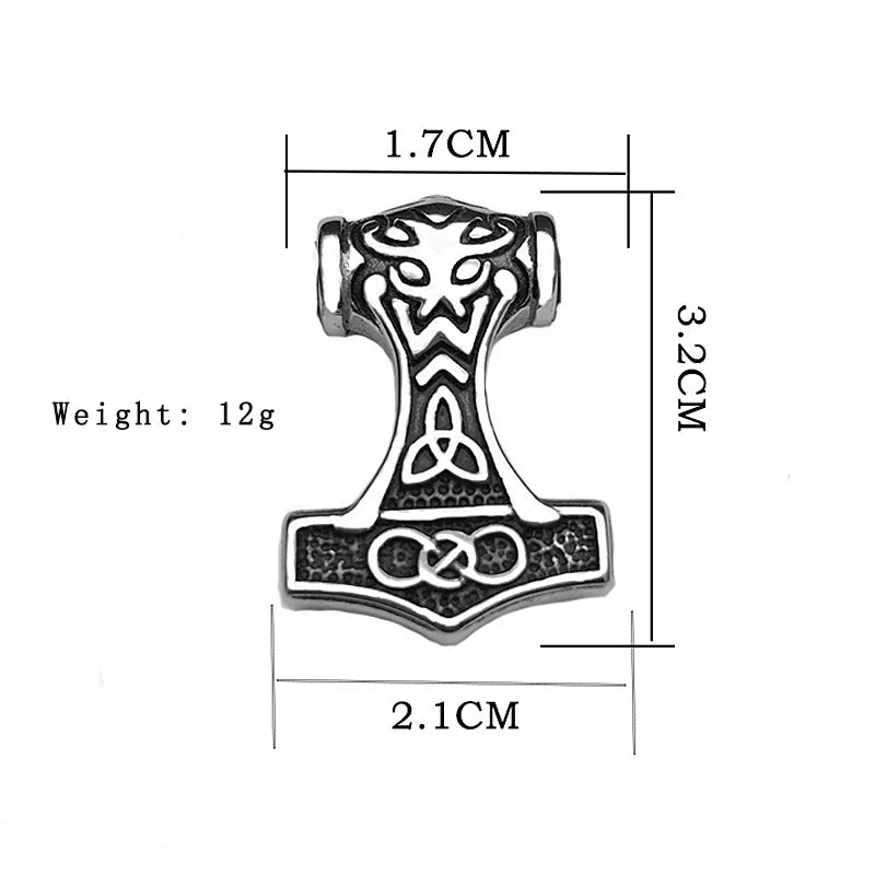 Viking Thor Hammer Pendant Necklace For Men Fashion Gold/Silver Color Stainless Steel