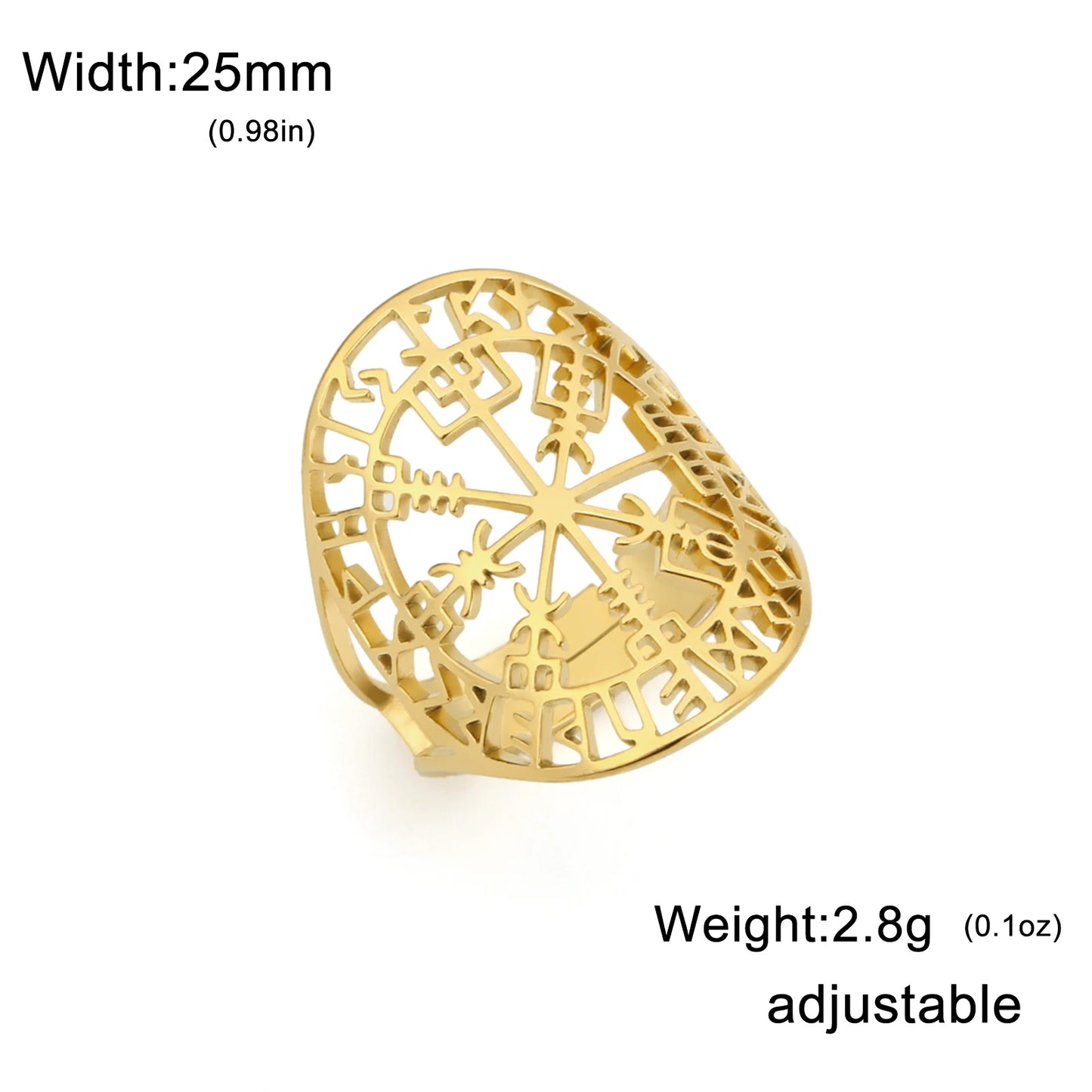 Viking Compass Rings for Men Norse Stainless Steel