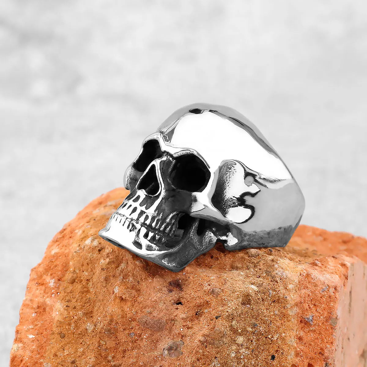 Gothic High Polish Skull Gold/Steel Color Rings for Men Stainless Steel