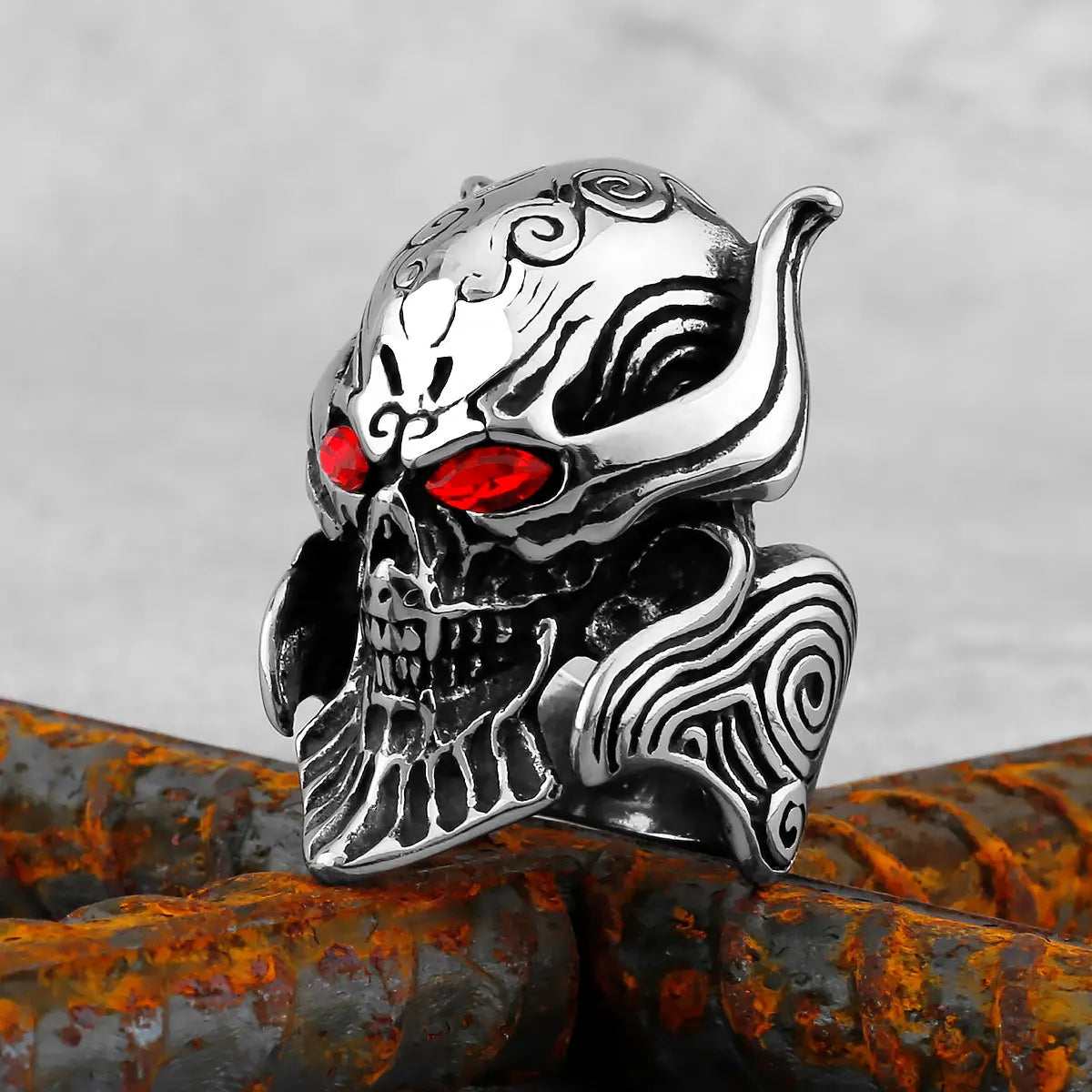 Gothic High Polish Skull Gold/Steel Color Rings for Men Stainless Steel