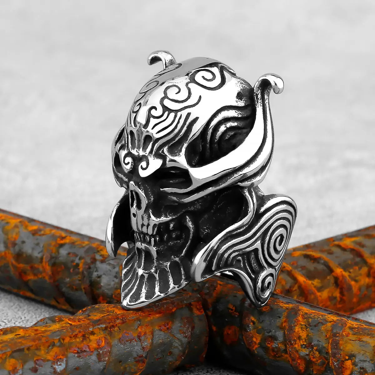 Gothic High Polish Skull Gold/Steel Color Rings for Men Stainless Steel