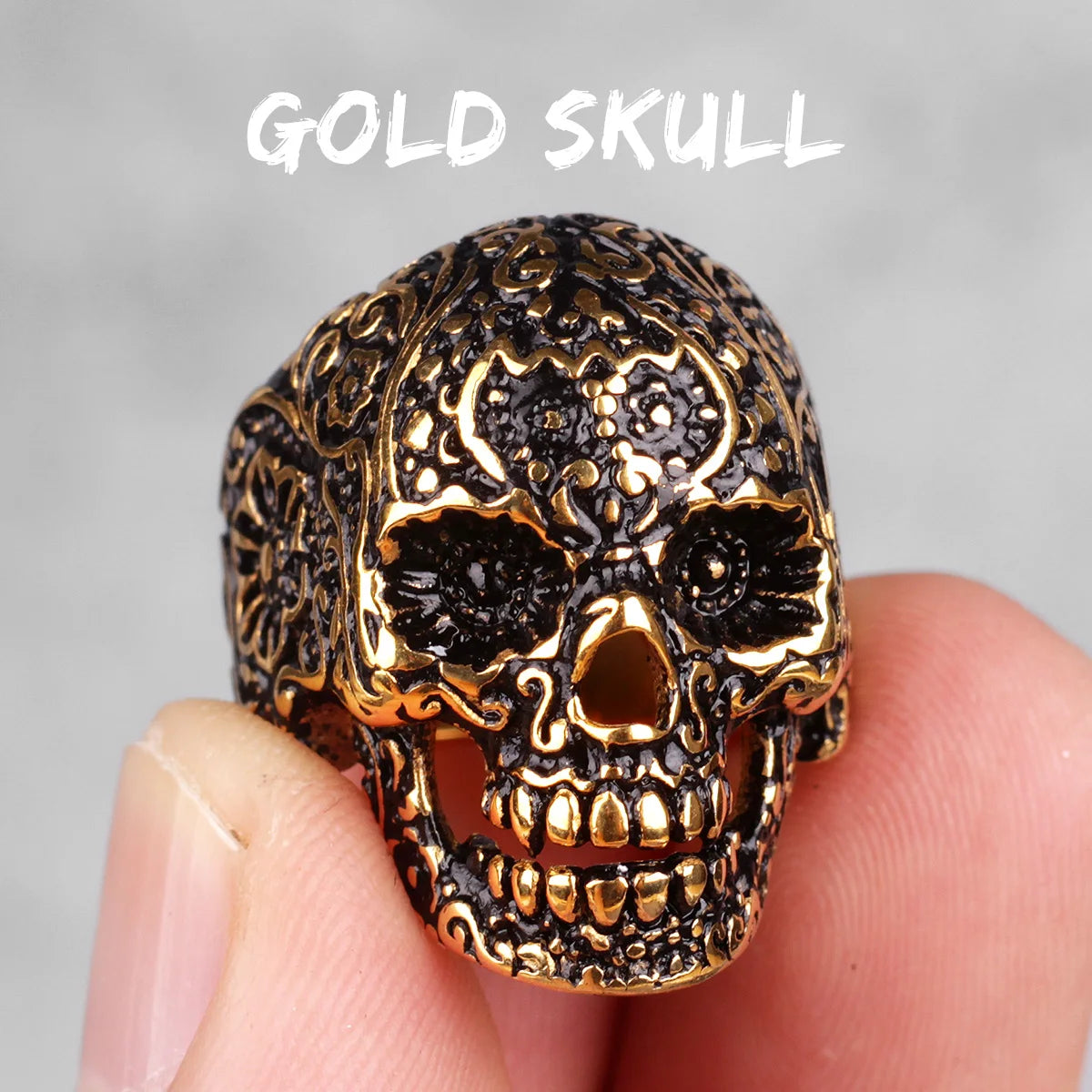 Stainless Steel Gothic Skull Bones Men Rings