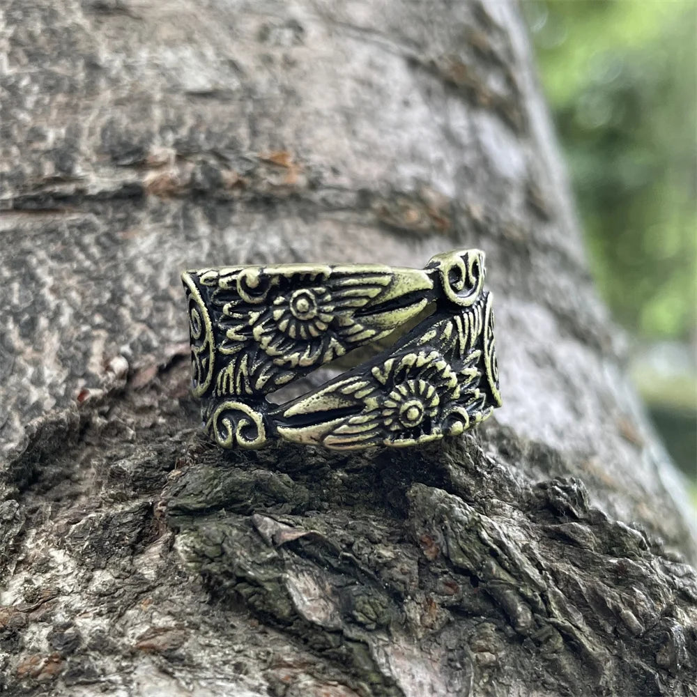 Norse Viking Odin's Raven Ring