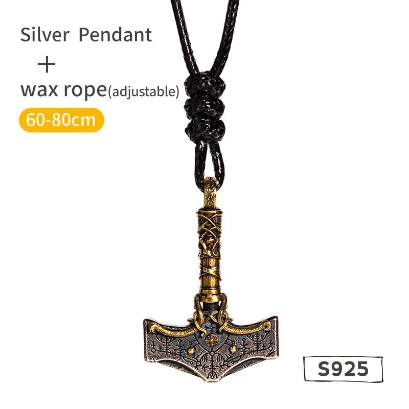925 Silver Nordic Viking Thor's hammer necklace