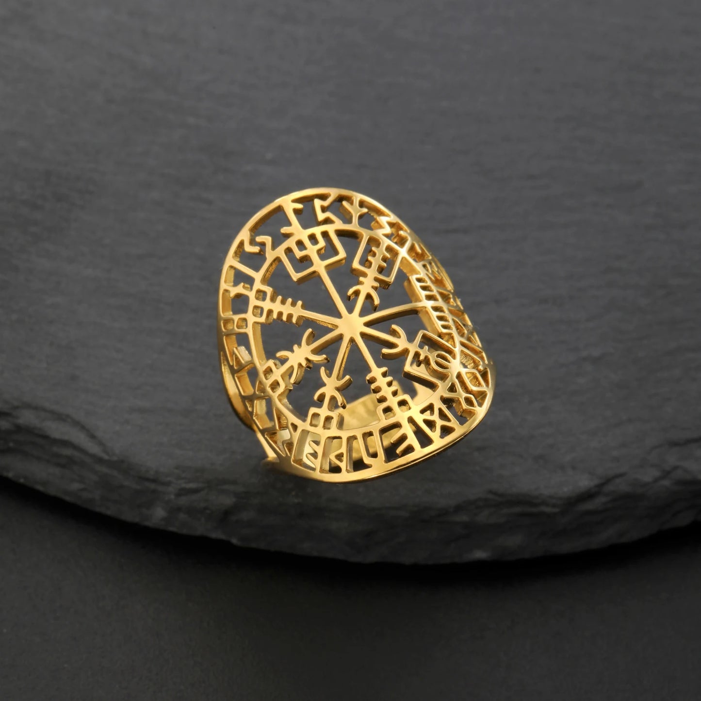 Viking Compass Rings for Men Norse Stainless Steel