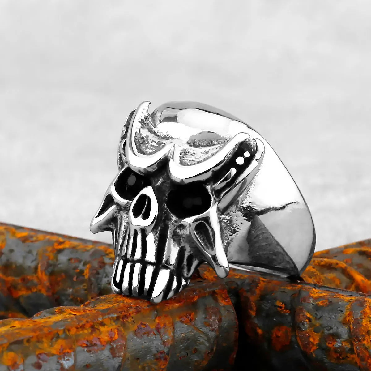 Gothic High Polish Skull Gold/Steel Color Rings for Men Stainless Steel
