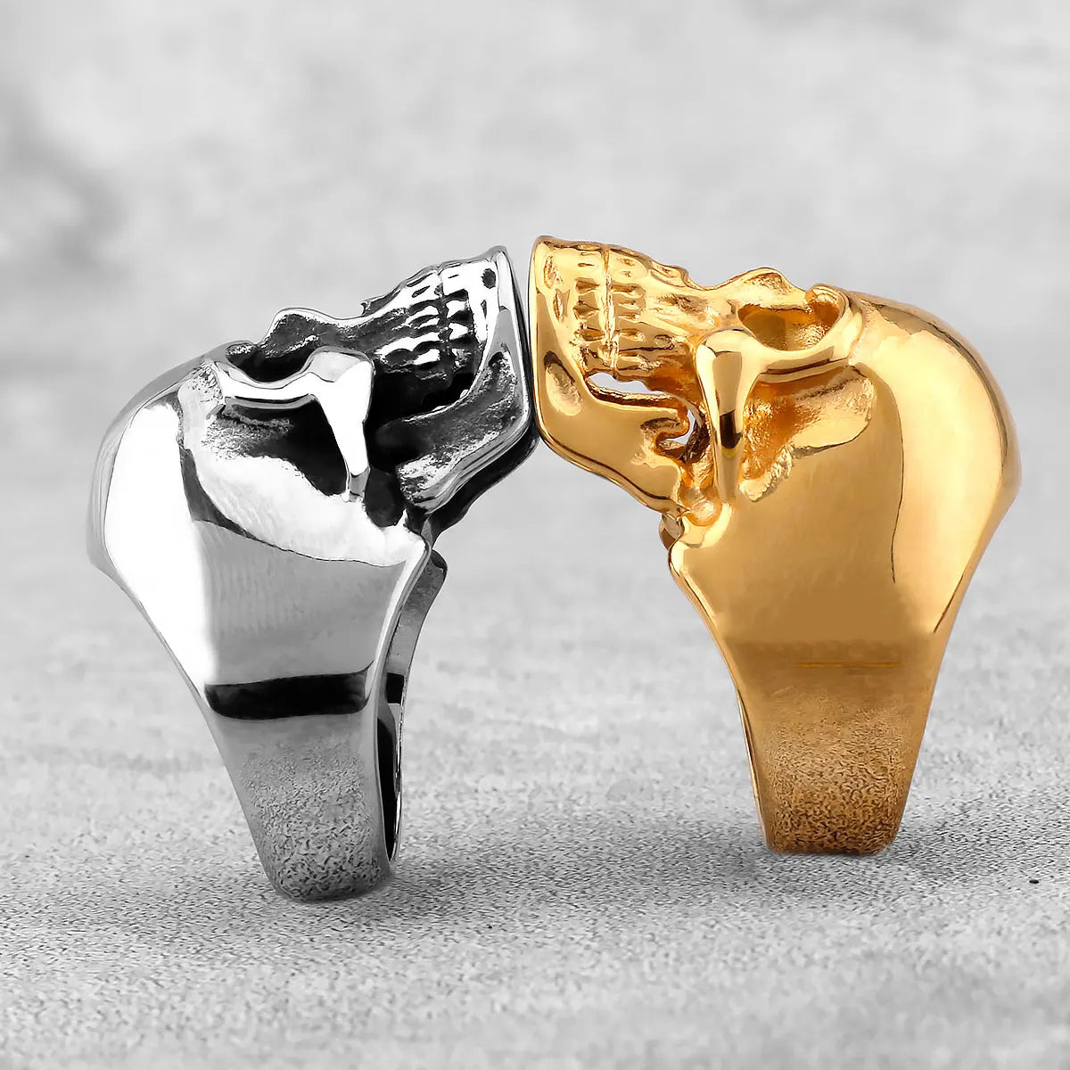 Gothic High Polish Skull Gold/Steel Color Rings for Men Stainless Steel