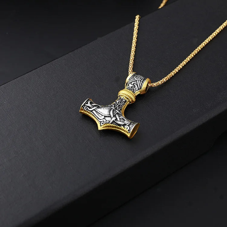 Thor's Hammer Mjolnir Pendant Necklace Stainless Steel Chain
