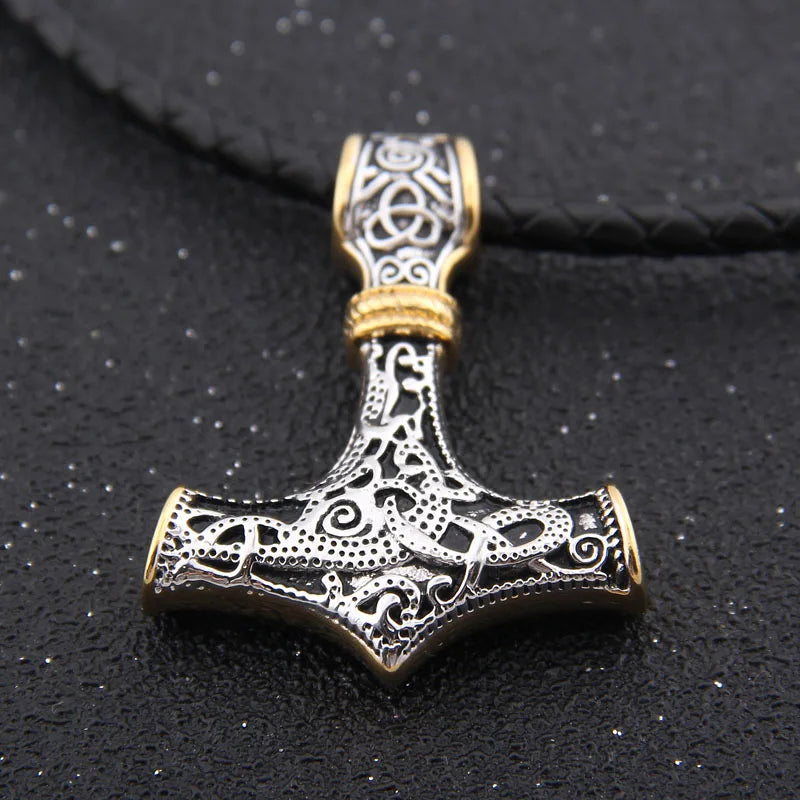 925 Sterling Silver Viking thor's hammer pendant necklace
