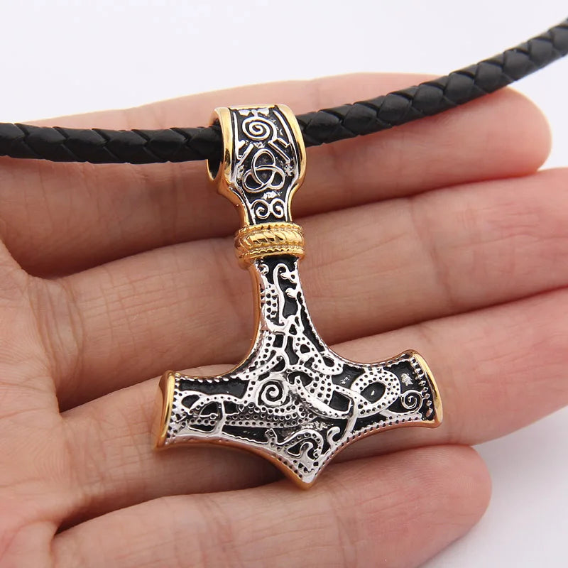 925 Sterling Silver Viking thor's hammer pendant necklace