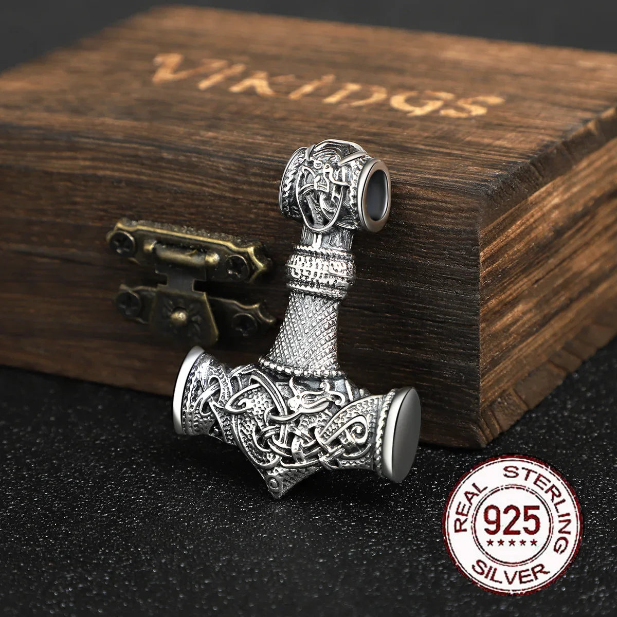 925 Sterling Silver Viking thor's hammer pendant necklace