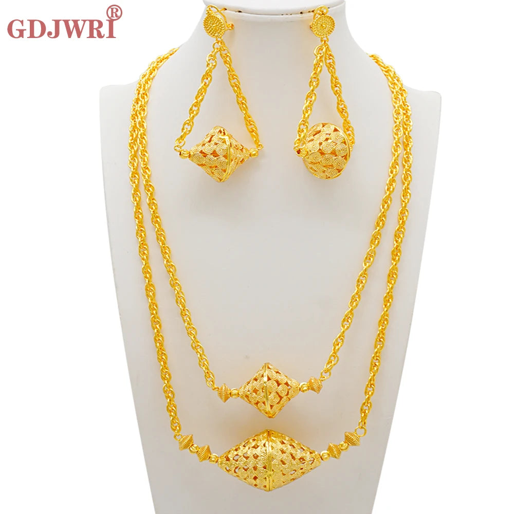 Dubai Jewelry Set Elegant Necklace Earrings Women's