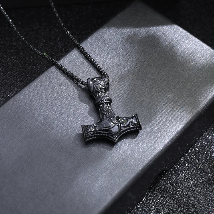 Thor's Hammer Mjolnir Pendant Necklace Stainless Steel Chain
