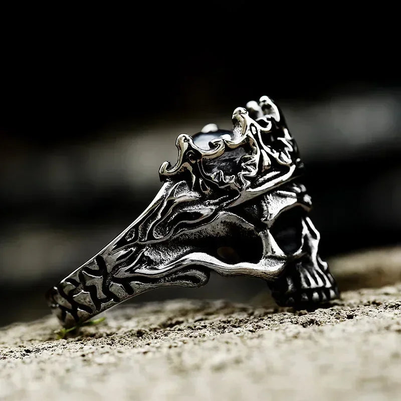Gothic Skull Crown mens ring