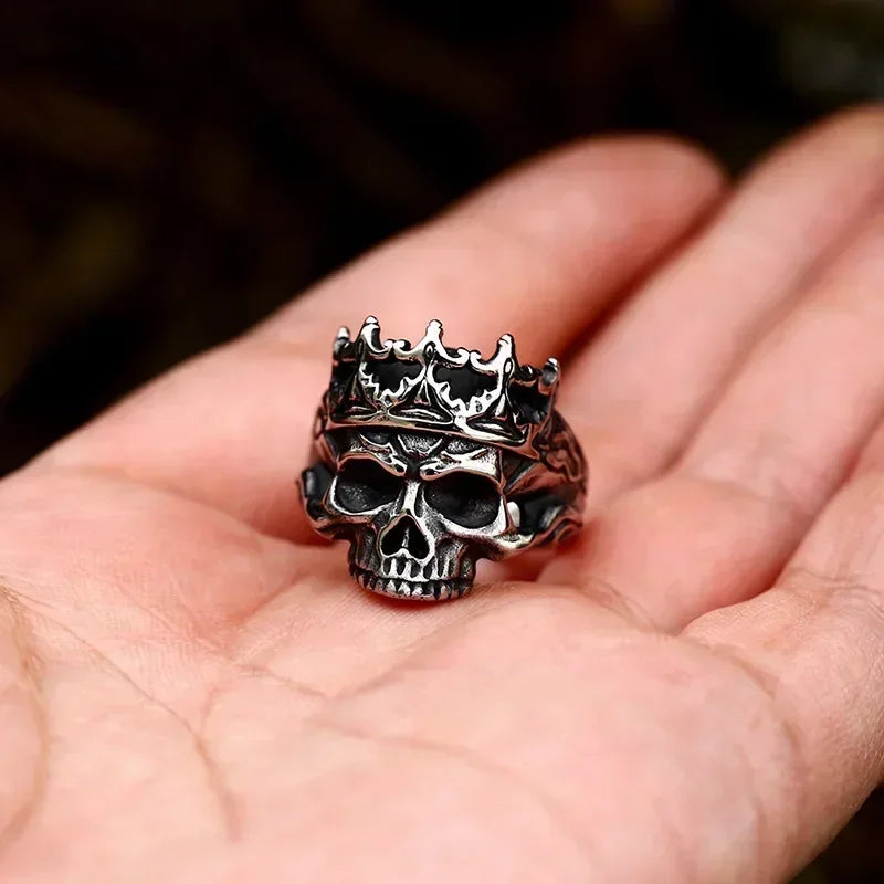 Gothic Skull Crown mens ring