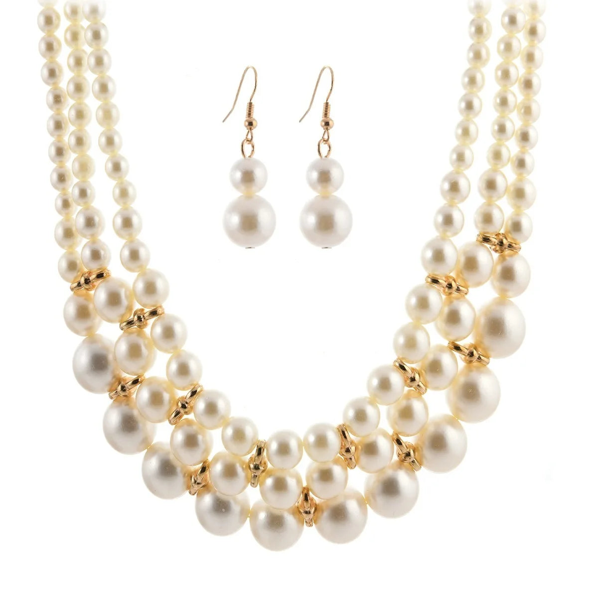 Multi layer Handmade Imitation Pearl Necklace and earings