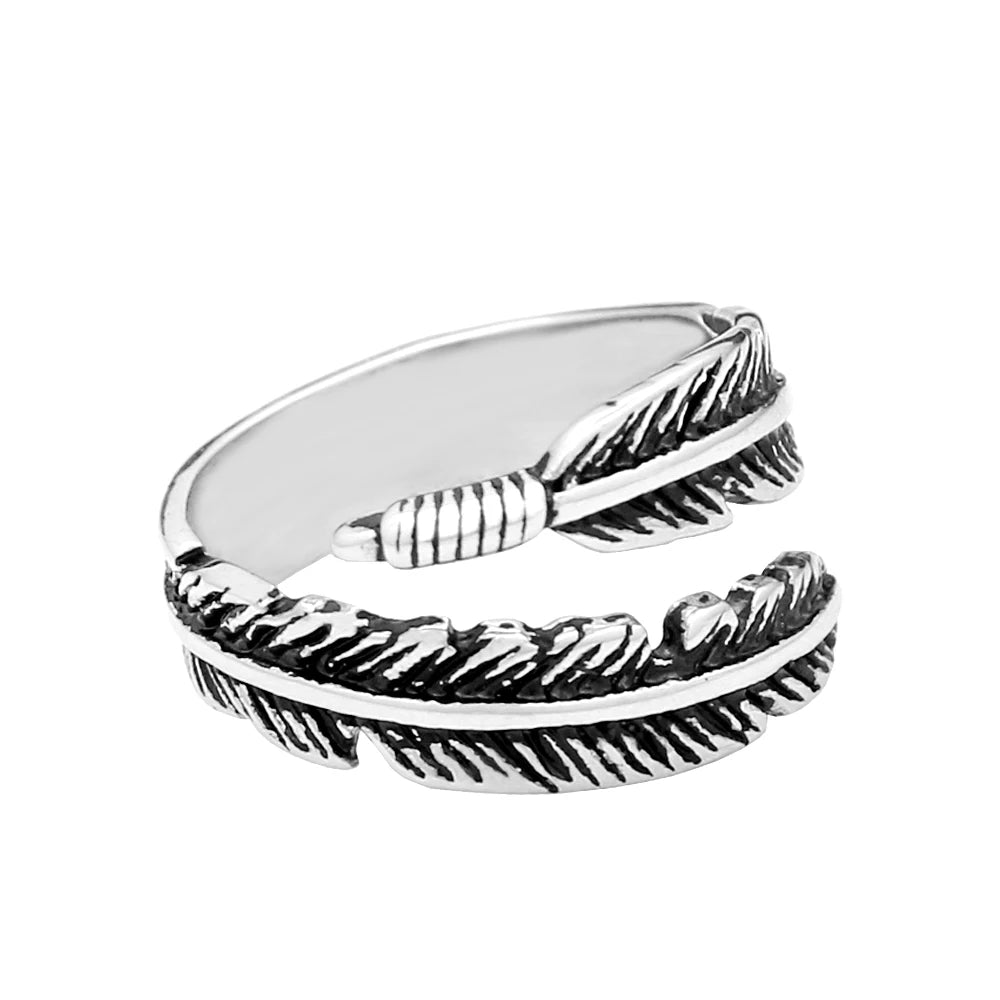Gothic Vintage Feather Ring For Men and Women Stainless Steel Punk
