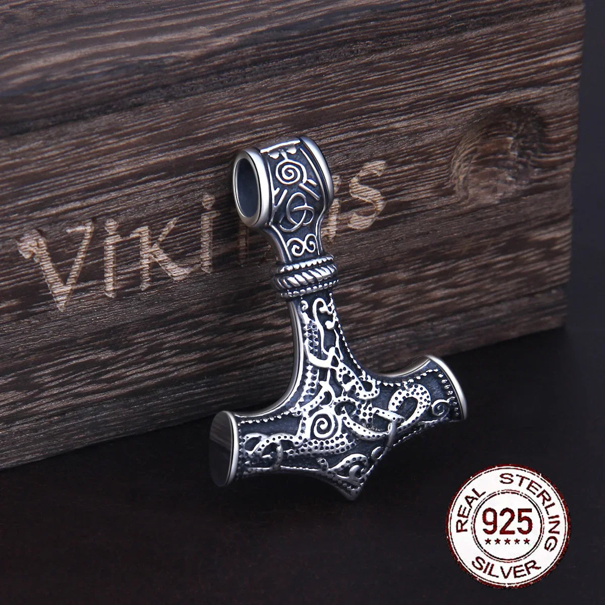 925 Sterling Silver Viking thor's hammer pendant necklace